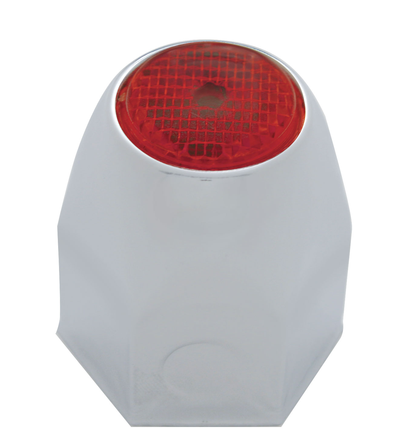 Chrome 1 1/2" X 2" Nut Cover W/ Reflector - Red