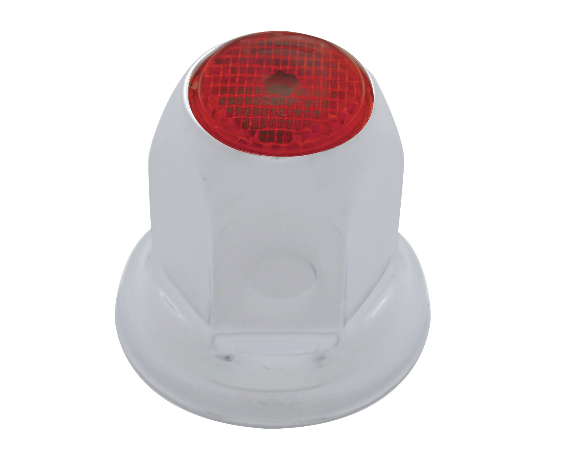 Chrome 33Mm X 2" Nut Cover W/ Flange & Reflector - Red