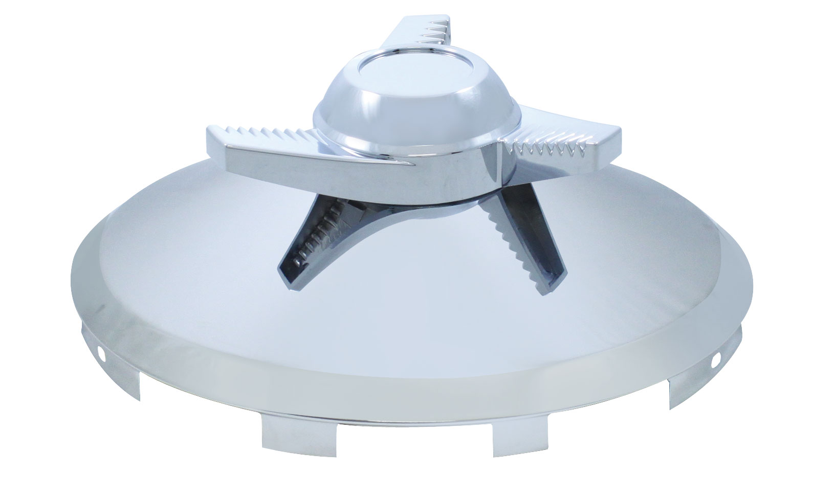 Chrome Universal Front Hub Cap With 3 Bar Right Swing Style Spinner - 7/16" Lip