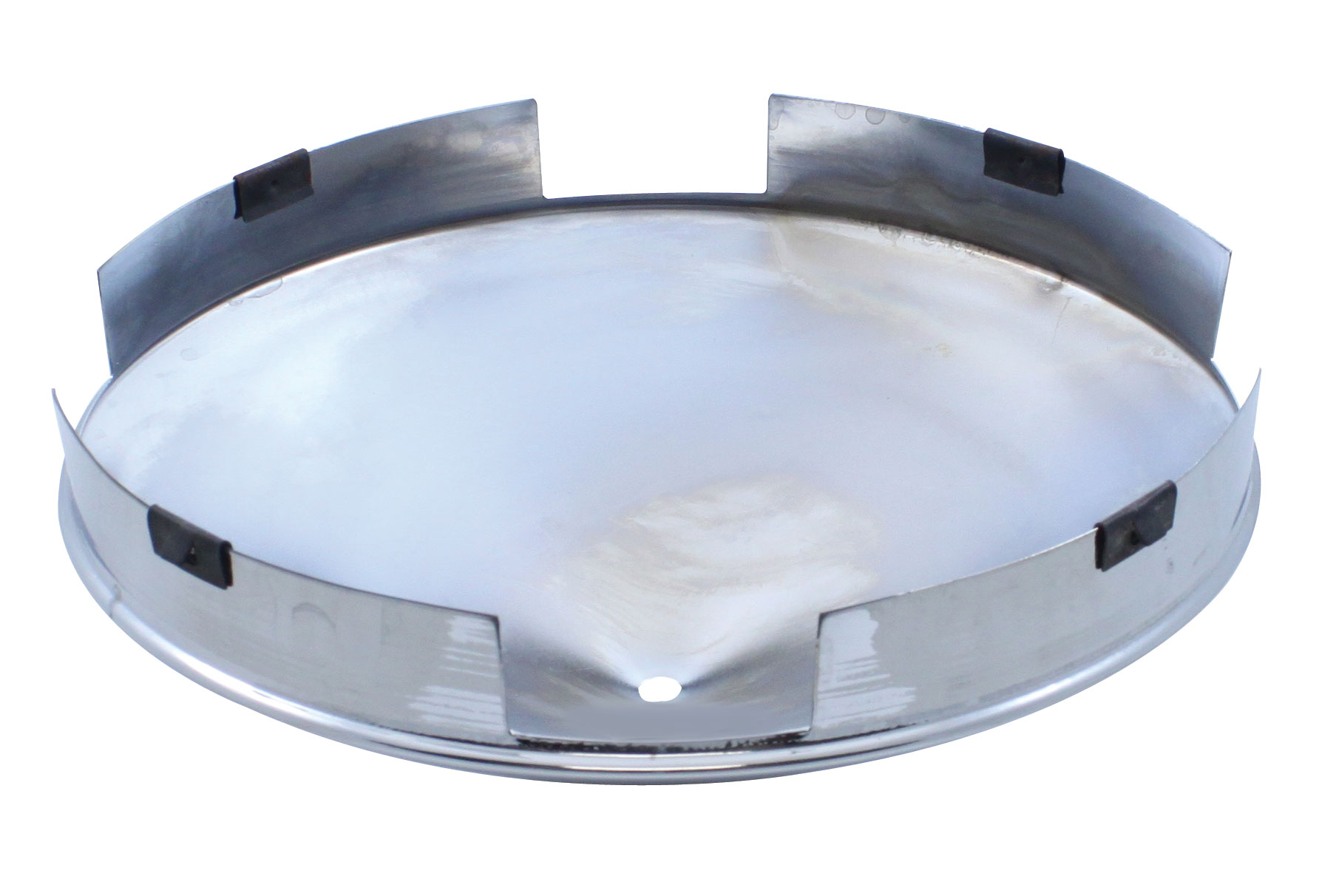 Chrome 4 Even Notch Front Hub Cap W/ Spinner Hole - 1" Lip