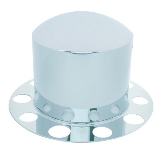 Chrome Rear 2Pc. Axle Cover - Steel Ring