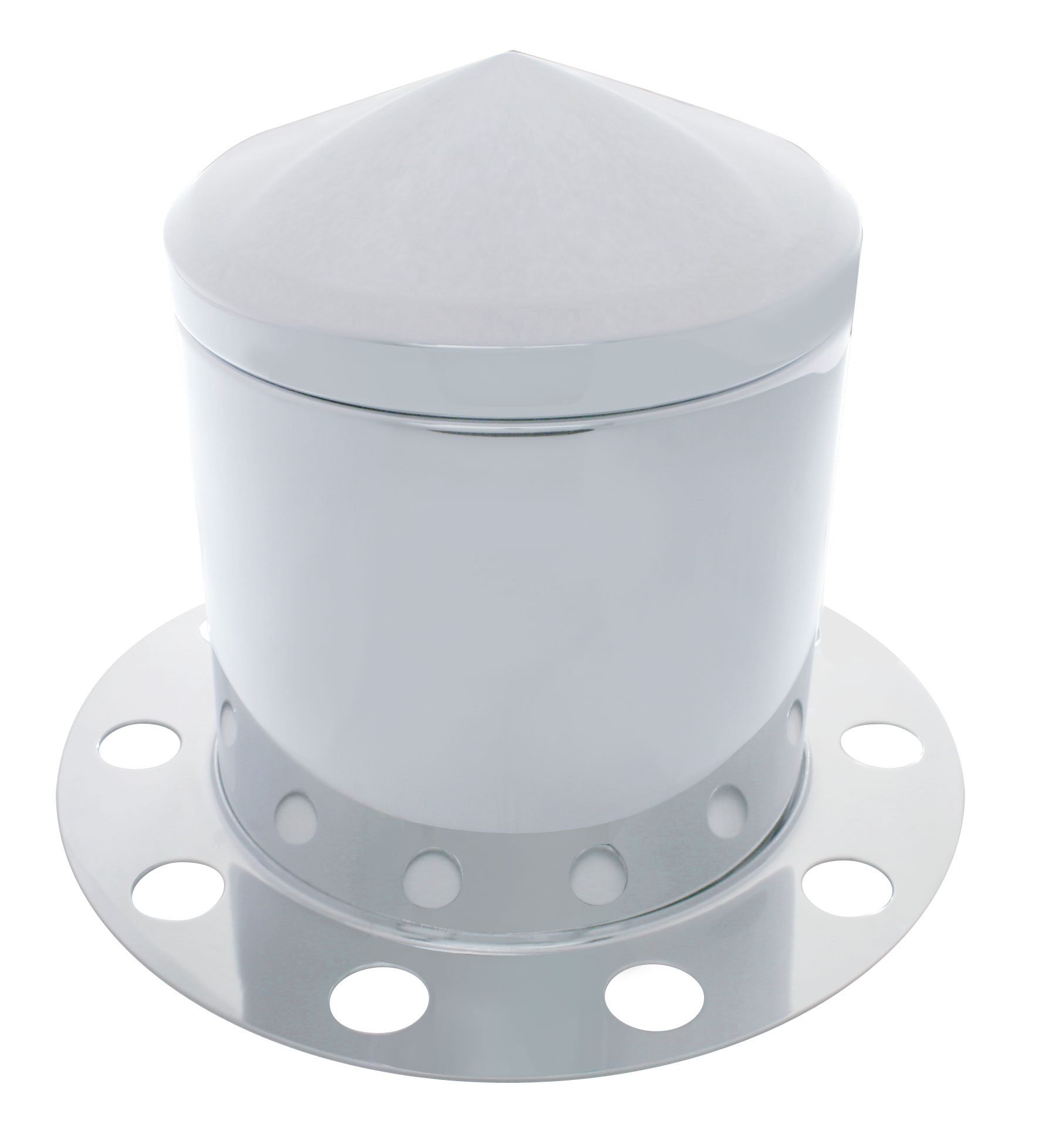 Chrome Pointed Rear 3Pc. Axle Cover - 10 Holes Uni-Mount Ring