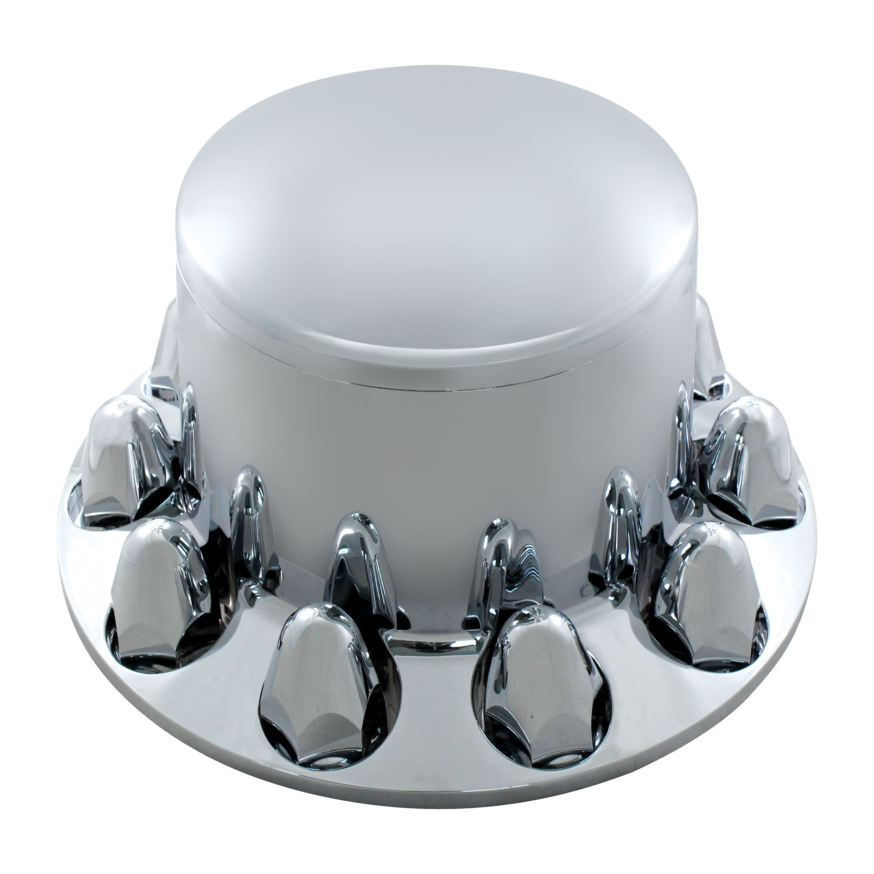 Chrome Plastic Economy Dome Rear Axle Cover W/ Removable Cap - 1 1/2" Push-On Nut Cover