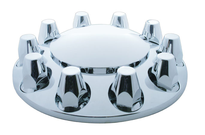 Chrome Plastic Front Axle Cover W/ Removable Hub Cap - 33Mm Thread-On Nut Cover
