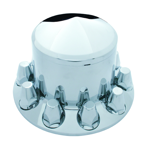 Chrome Plastic Rear Axle Cover W/ Removable Hub Cap - 33Mm Thread-On Nut Cover - Pointed