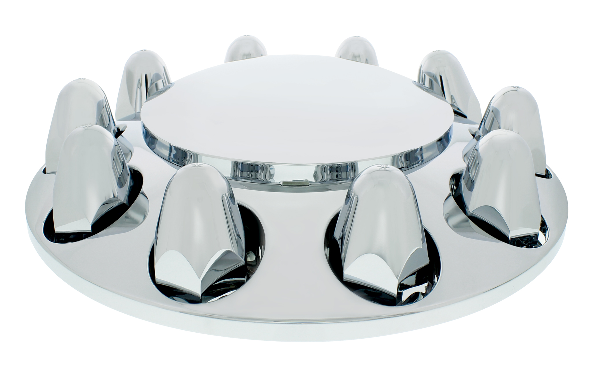 Chrome Plastic Front Axle Cover W/ Removable Hub Cap - 1 1/2" Push-On Nut Cover