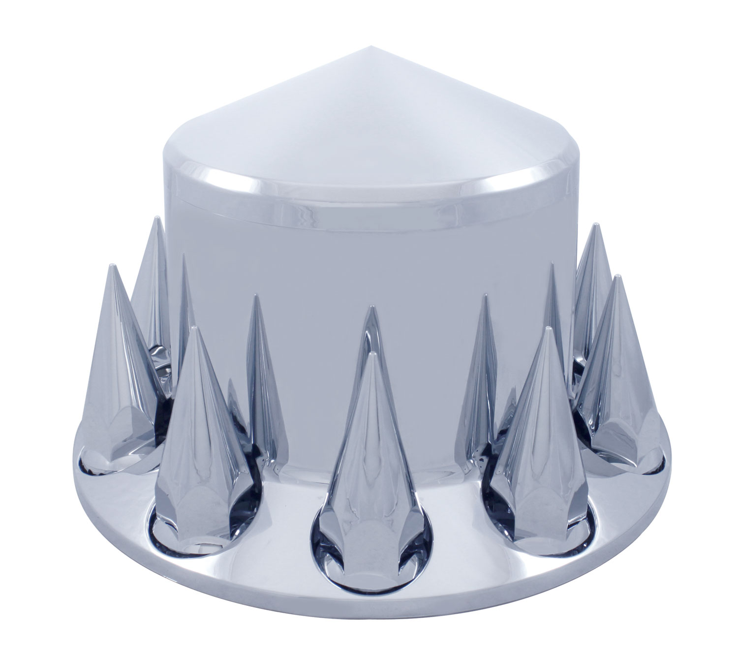 Chrome Plastic Pointed Rear Axle Cover W/ Removable Hub Cap - 33Mm Thread-On Spike Nut Cover