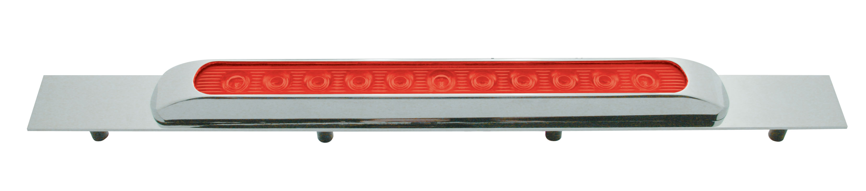 Chrome Top Mud Flap Plate W/ 11 Red Led 17" Light Bar W/ Bezel - Red Lens