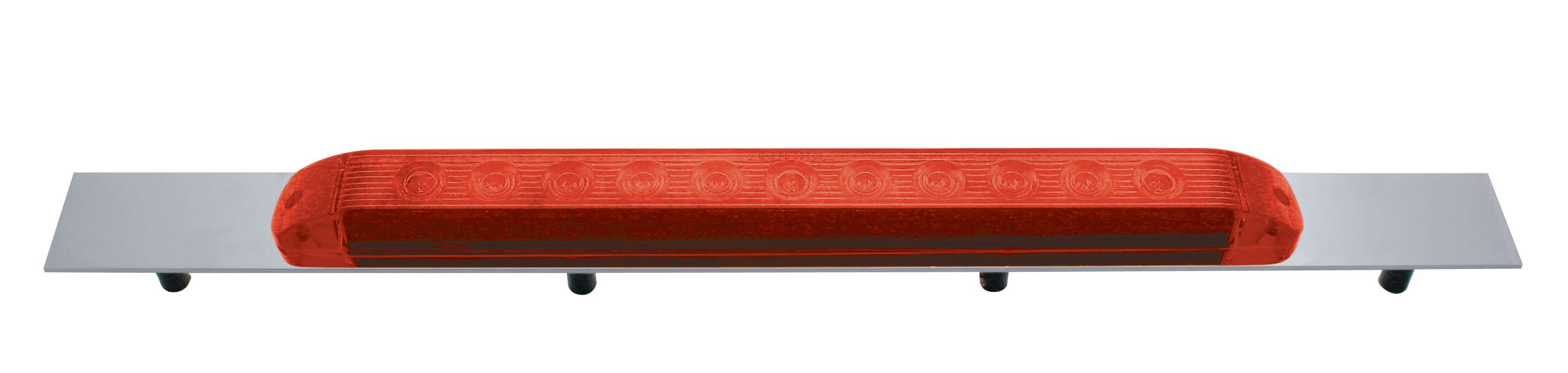 Chrome Top Mud Flap Plate W/ 11 Red Led 17" Light Bar - Red Lens