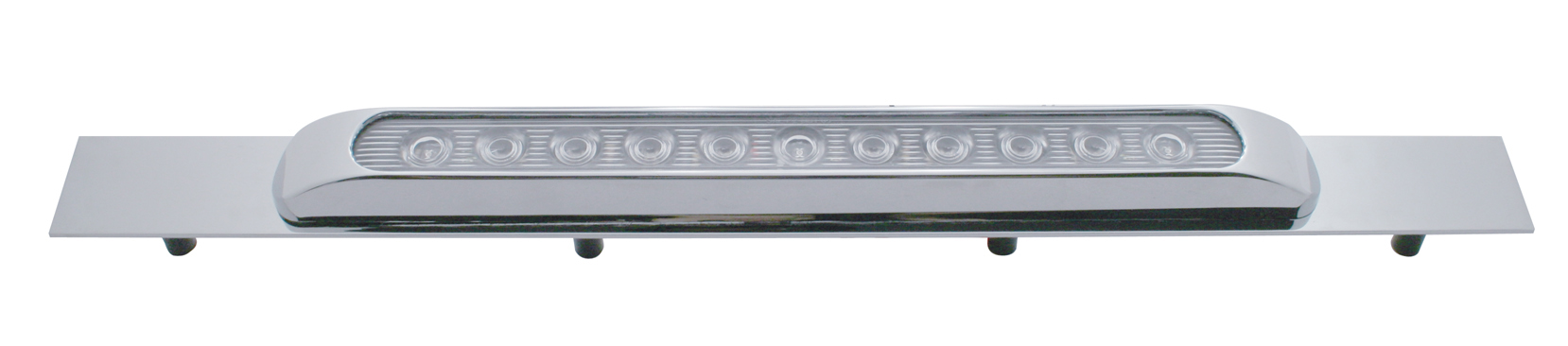 Chrome Top Mud Flap Plate W/ 11 Amber Led 17" Light Bar - Clear Lens