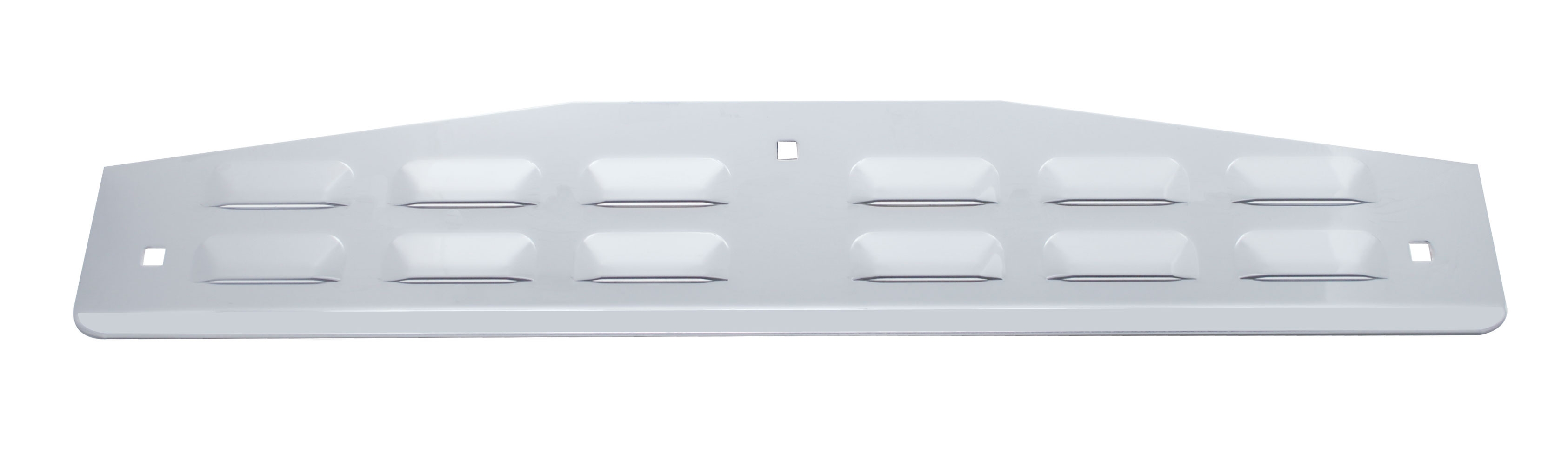 Chrome 3"L X 18"W Louvered Bottom Mud Flap Plate W/ Lip - Bolt Thru Studs