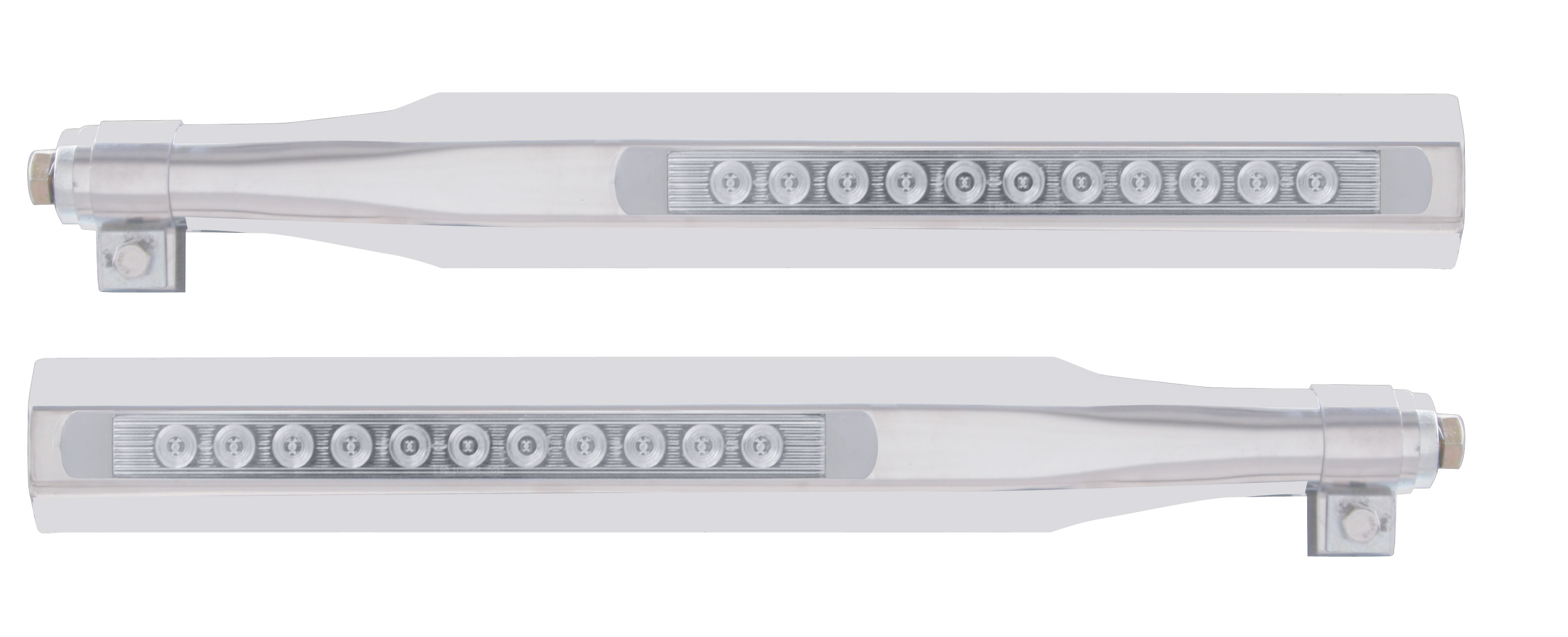(2/Bulk) Stainless Steel Deluxe Quarter Fender Bracket W/ 11 Amber Led 17" Light Bar W/ Bezel - Clear Lens