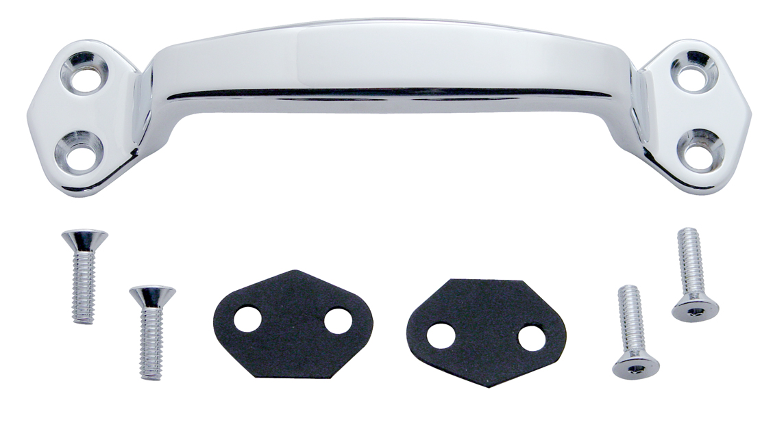 Chrome Grab Handle W/ Hardware & 2 Rubber Gaskets Kit