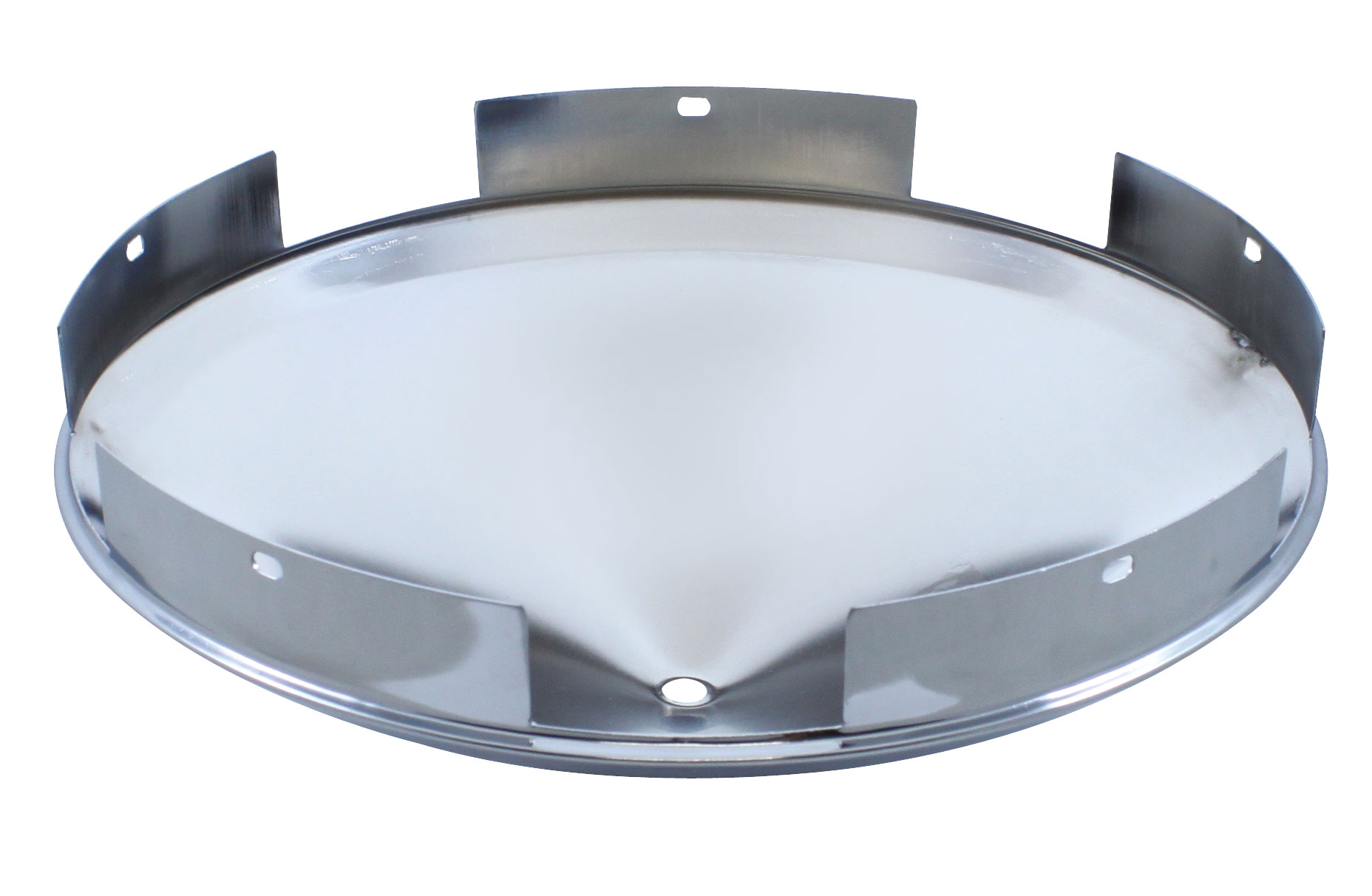 Chrome 1" Lip 5 Even Notch Front Hub Cap W/ 2 Bar Spinner