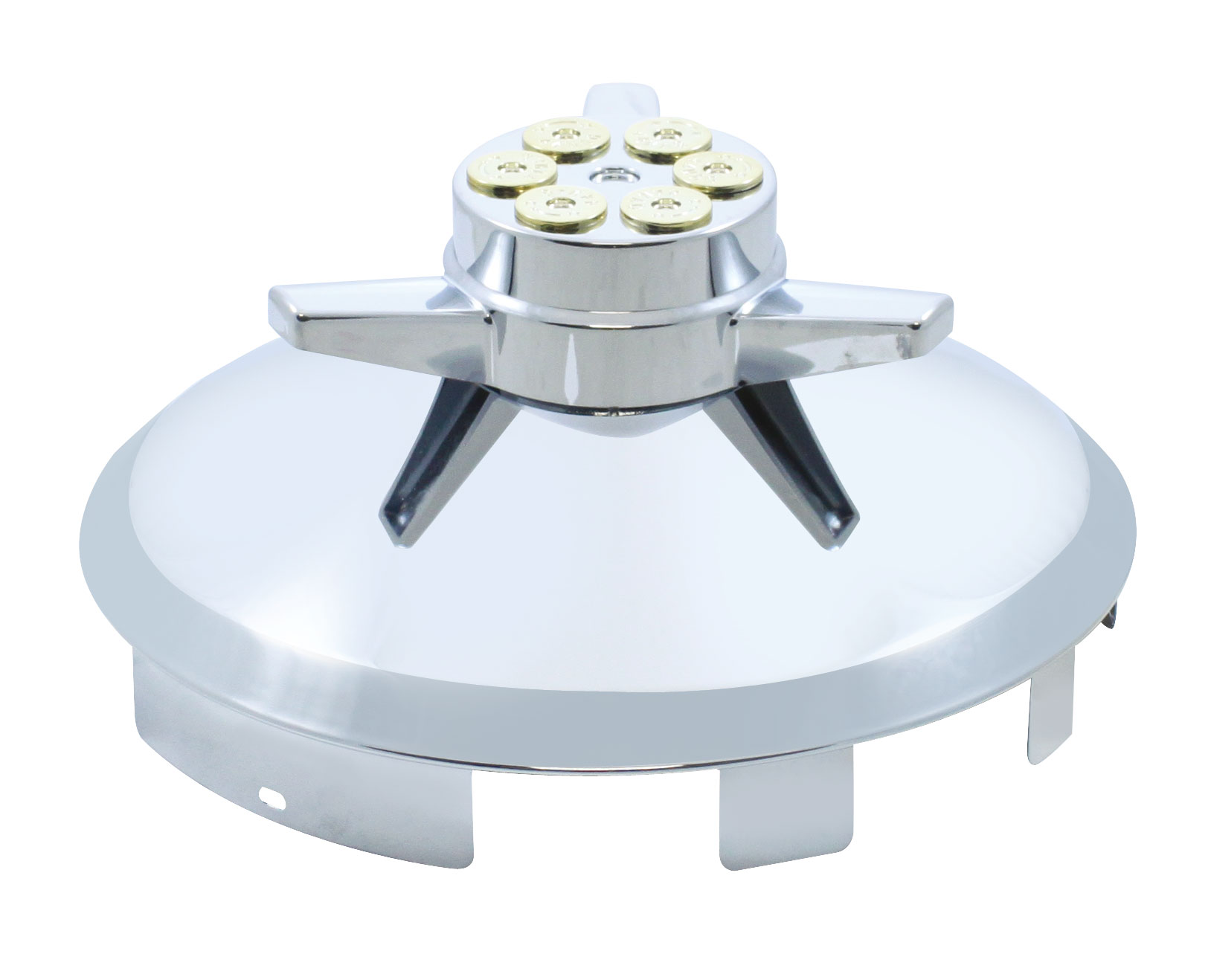 Stainless Steel 1" Lip 6 Uneven Notch Front Cap W/ Gun Cylinder Spinner
