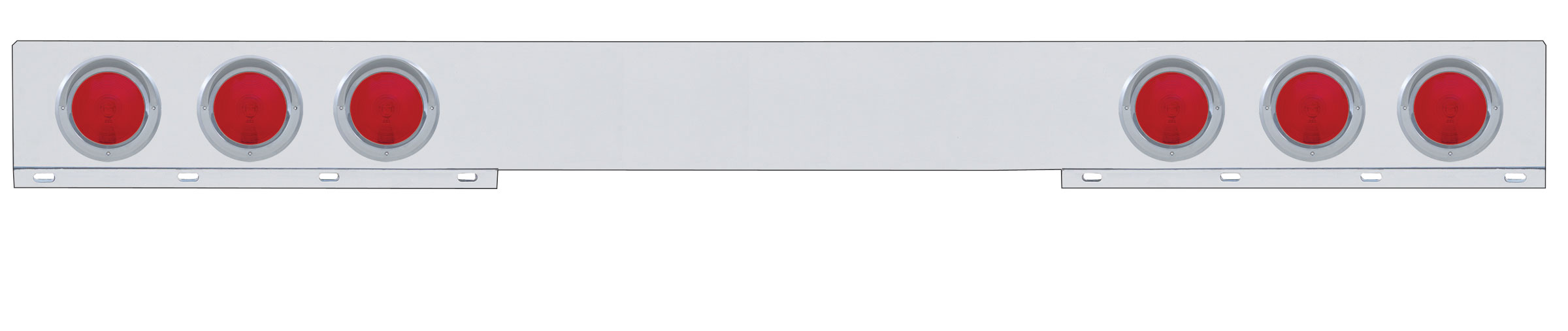Stainless Steel 1 Piece Rear Light Bar W/ Six 4" Incandescent Light W/ Visor - Red Lens