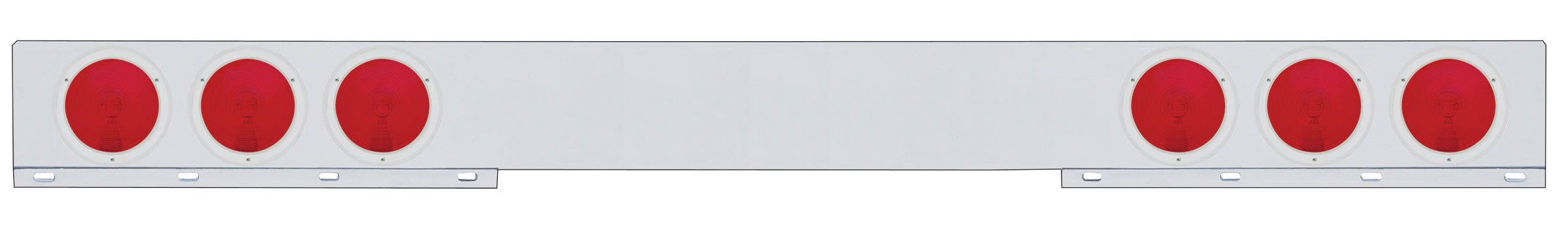 Stainless Steel 94" Long 1 Piece Rear Light Bar W/ Six 4" Round Lights W/ Stainless Steel Bezel