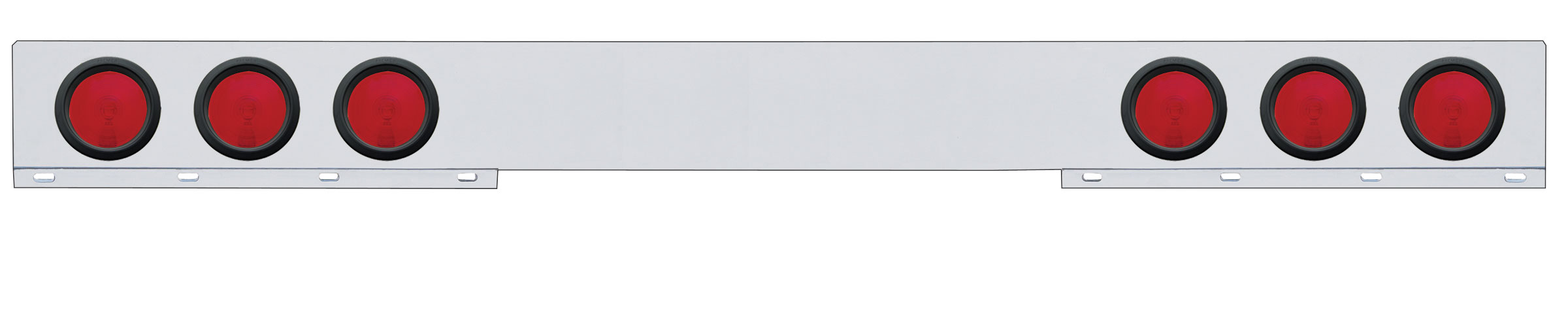 Stainless Steel 1 Piece Rear Light Bar W/ Six 4" Incandescent Light W/ Grommet - Red Lens