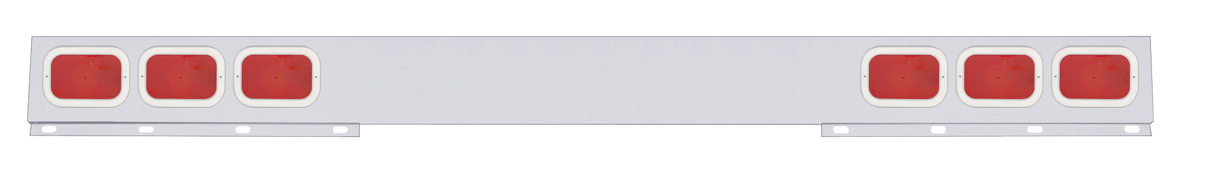 Stainless Steel 94" Long 1 Piece Rear Light Bar W/ 6 Rectangular Lights W/ Stainless Steel Bezel
