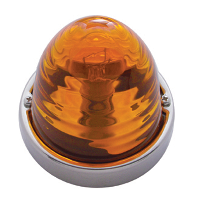 Large Glass Marker Light W/ 1157 Bulb - Amber Beehive Lens