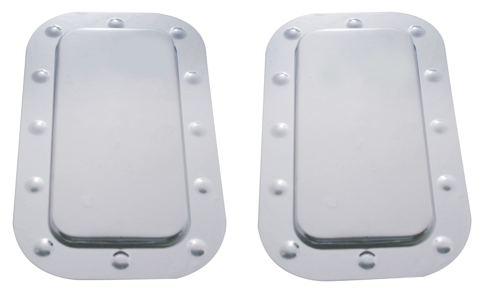 (Set/Card) Stainless Steel Kenworth Vent Door Cover And Dimpled Trim Set- Plain