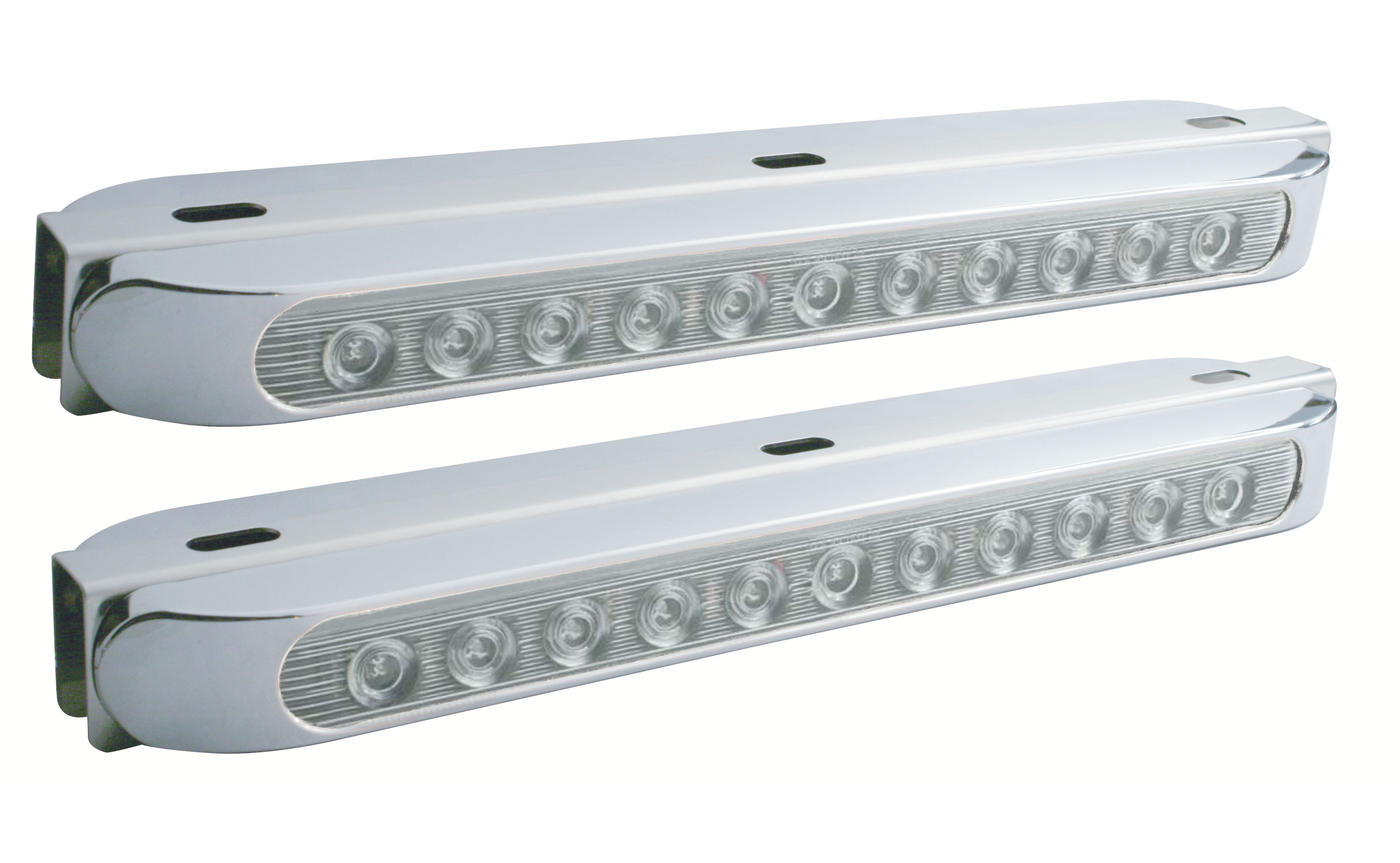 Stainless Steel Double Face Lt Bracket With Two 11 Led 17 5/16" Lt Bar W/ Bezel - Amber/Clear & Red/Clear