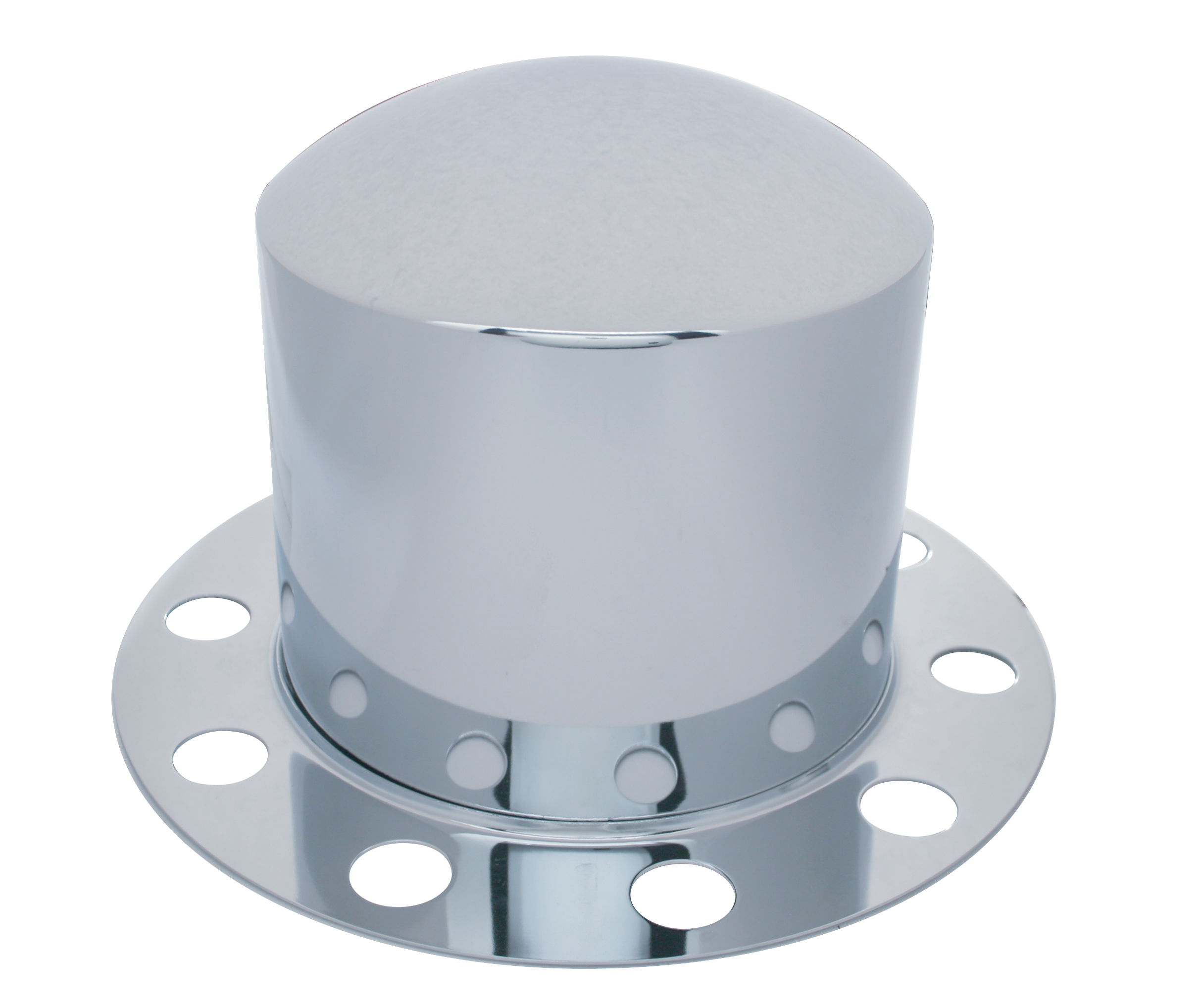 Stainless Steel Dome Rear 2Pc. Axle Cover - 10 Holes Uni-Mount Ring