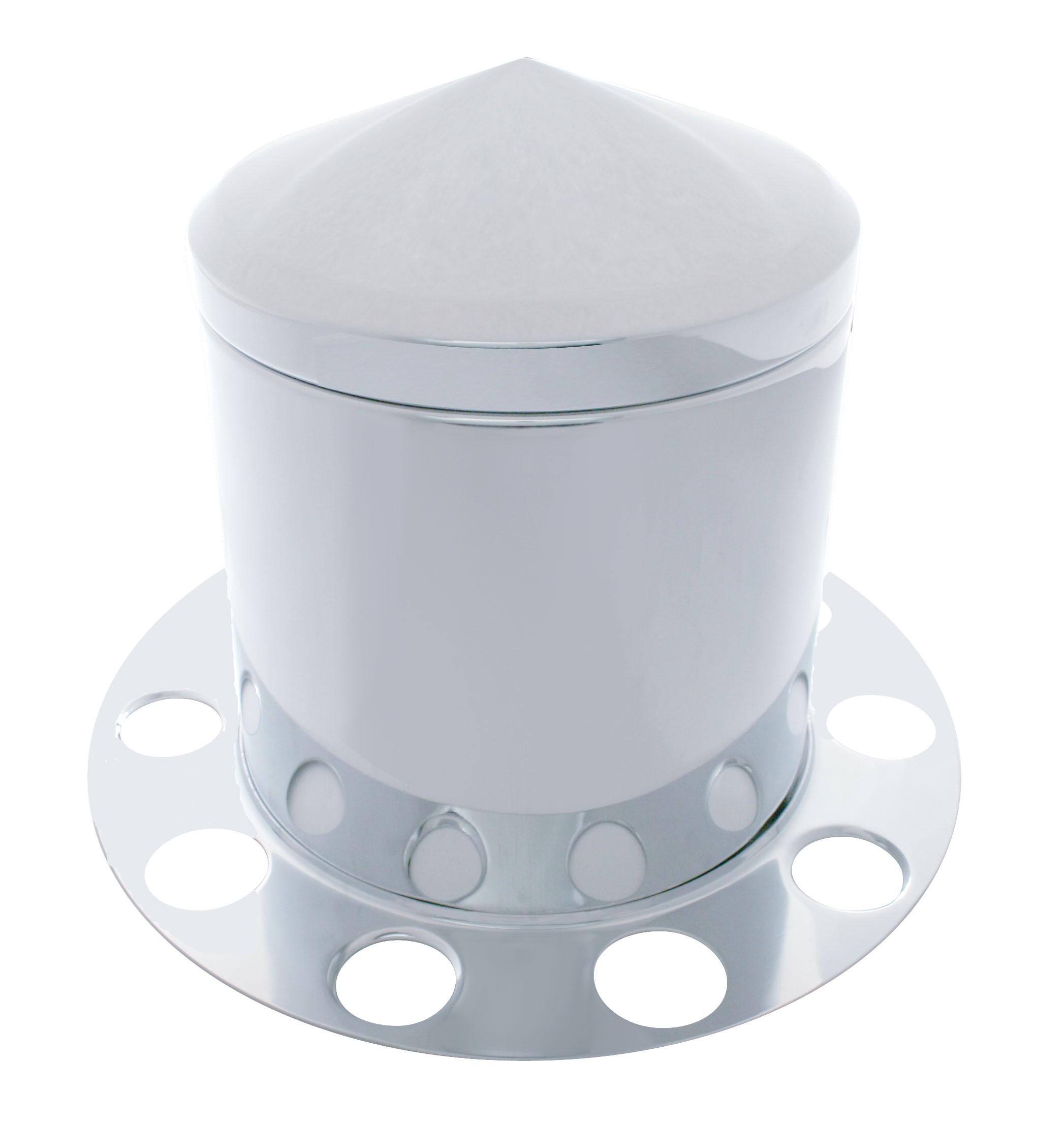 Stainless Steel Pointed Rear 3Pc. Axle Cover - Aluminum Ring