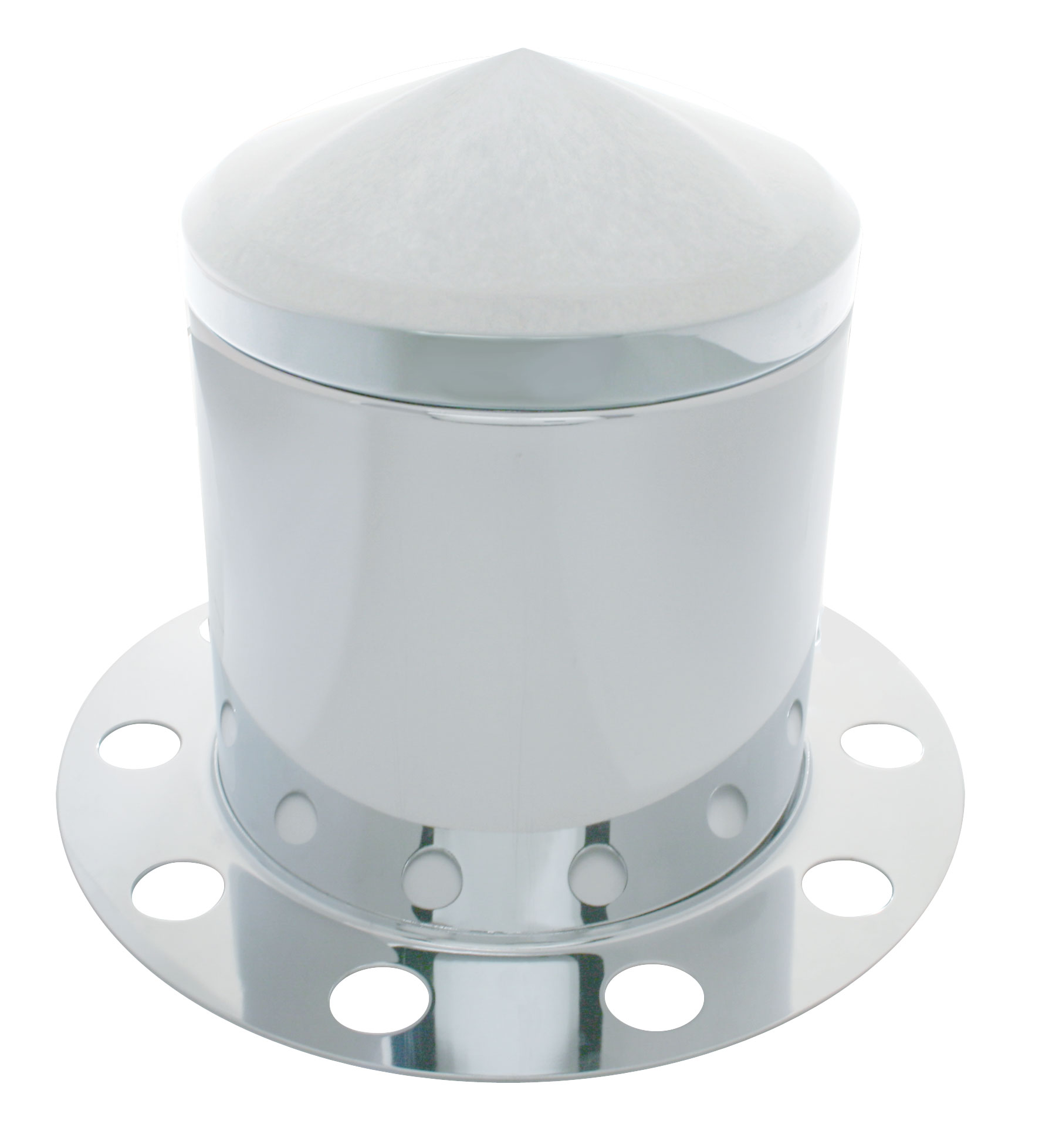 Stainless Steel Pointed Rear 3Pc. Axle Cover - 10 Holes Uni-Mount Ring