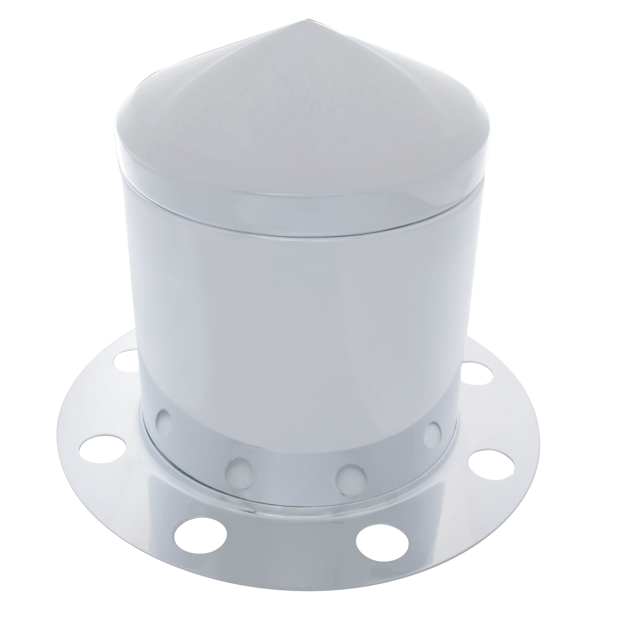 Stainless Steel Pointed Rear 3Pc. Axle Cover - 8 Holes Uni-Mount Ring