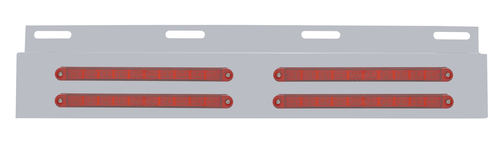 Stainless Steel Top Mud Flap Light Bracket W/ Four 10 Red Led 9" Light Bar - Red Lens
