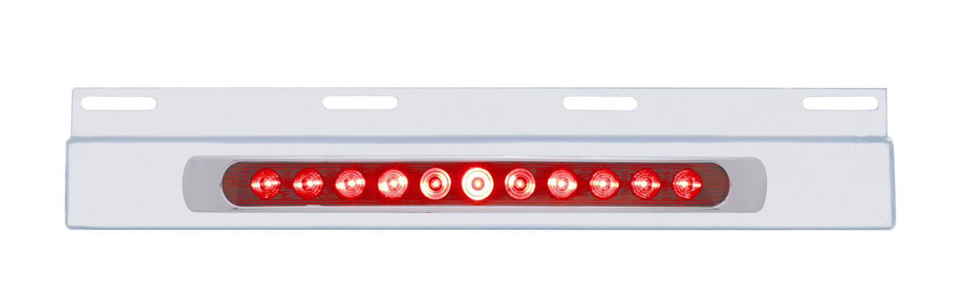 Stainless Steel Top Mud Flap Light Bracket W/ 11 Red Led 17" Light Bar W/ Bezel - Red Lens