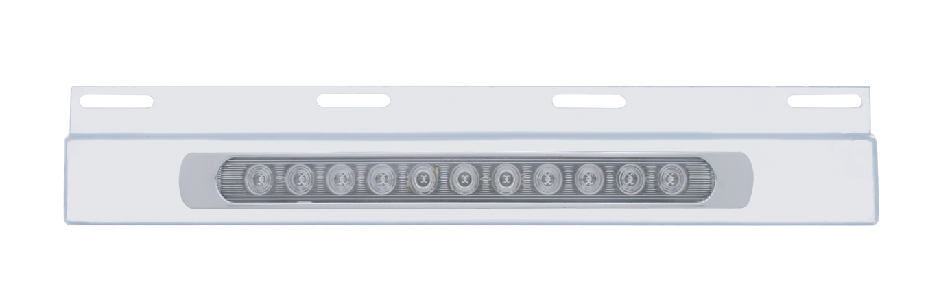 Stainless Steel Top Mud Flap Light Bracket W/ 11 Red Led 17" Light Bar W/ Bezel - Clear Lens