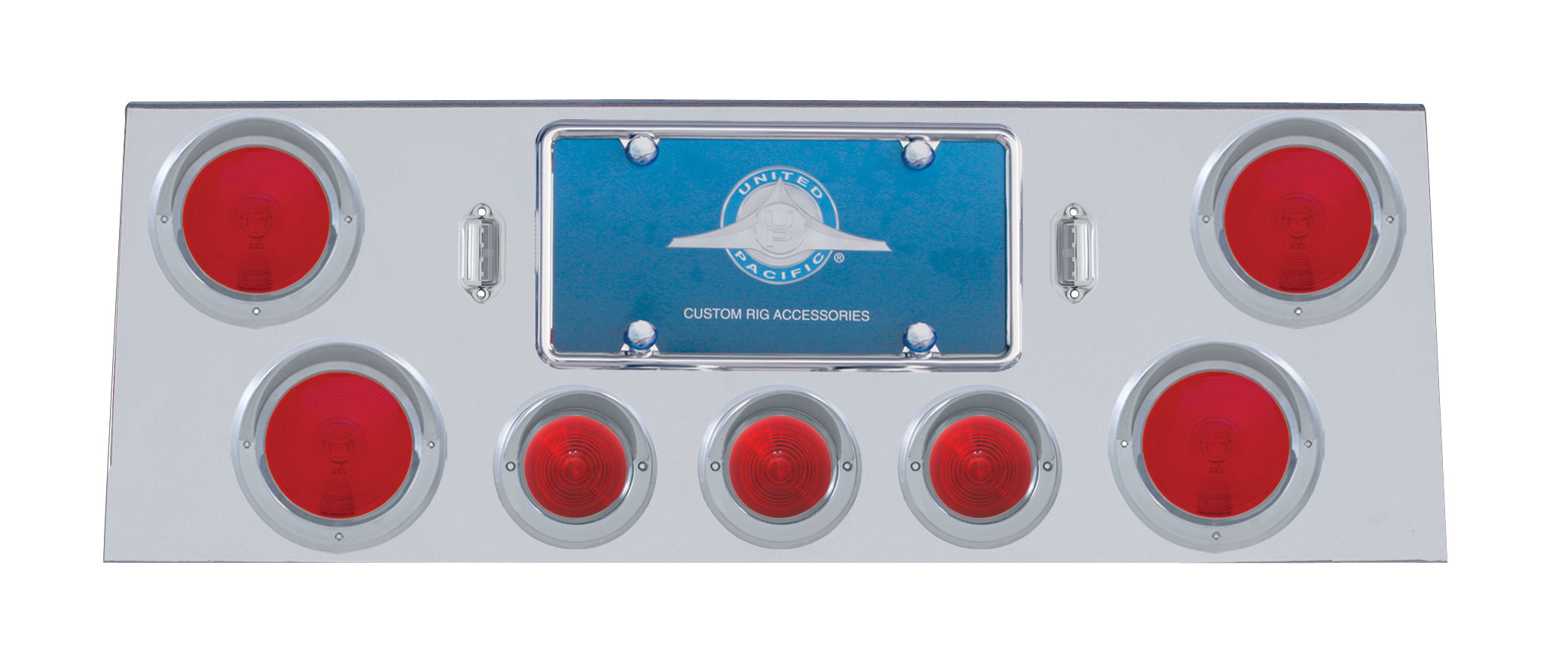 Stainless Steel Rear Panel W/4+3 Round Lights W/ Visor