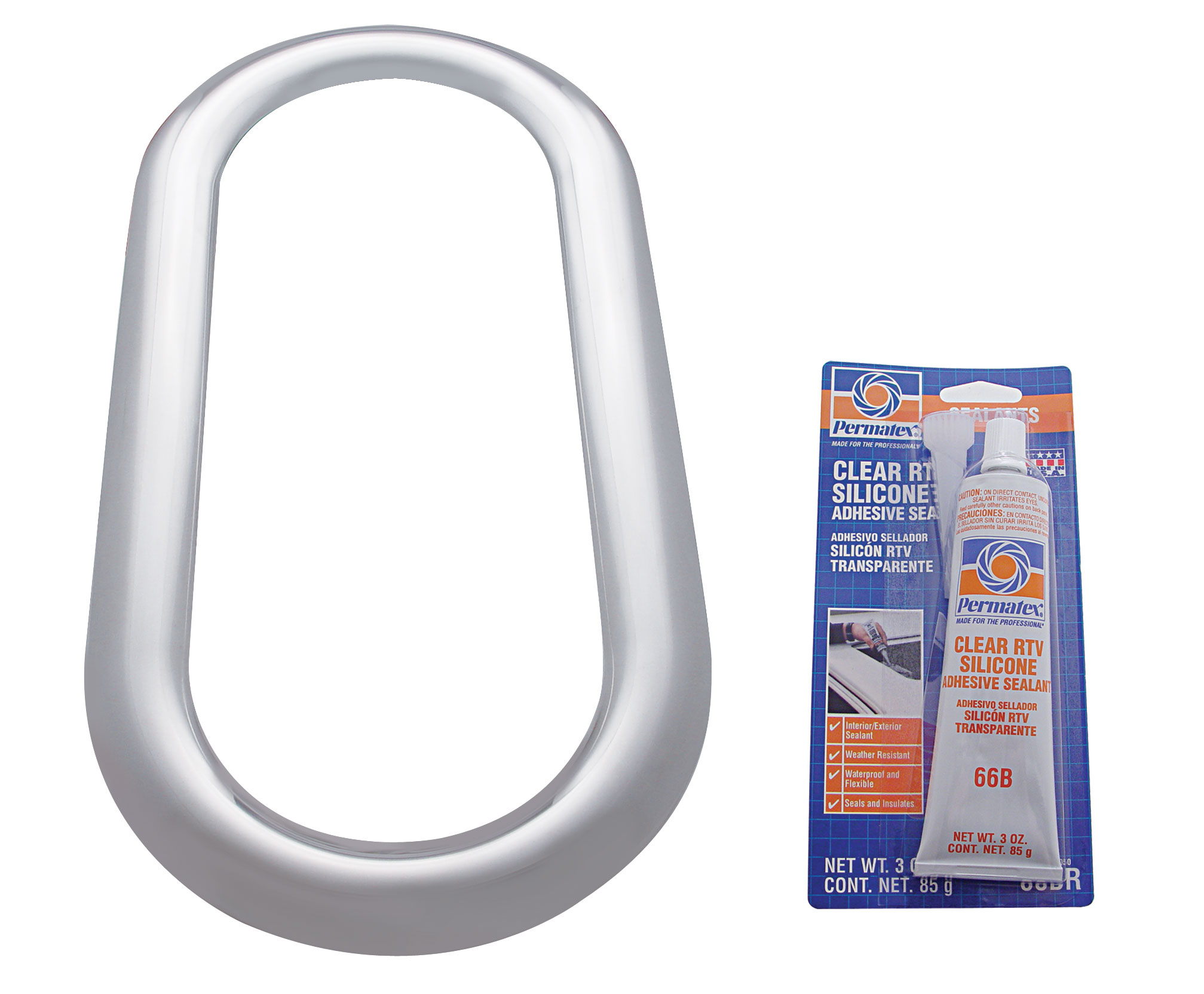 Stainless Steel Peterbilt Oval Window Trim W/ Sealant Adhesive