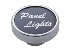 Chrome Dash Knob W/ Aluminum "Panel Lights" Sticker - Black