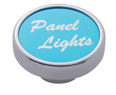 Chrome Dash Knob W/ Aluminum "Panel Lights" Sticker - Blue