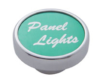 Chrome Dash Knob W/ Aluminum "Panel Lights" Sticker - Green