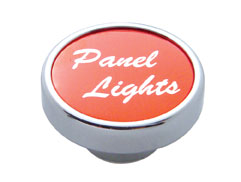 Chrome Dash Knob W/ Aluminum "Panel Lights" Sticker - Red