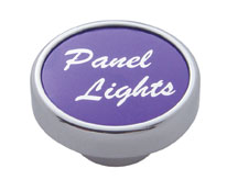 Chrome Dash Knob W/ Aluminum "Panel Lights" Sticker - Purple