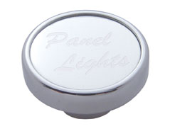 Chrome Dash Knob W/ Aluminum "Panel Lights" Sticker - Silver
