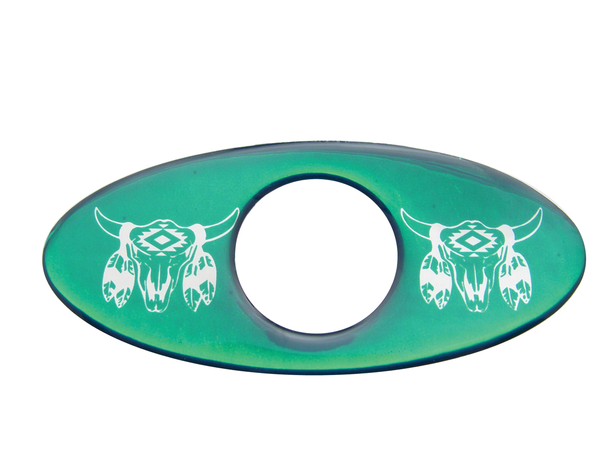 (2/Card) Glossy Cow Skull Key Hole Guard - Green