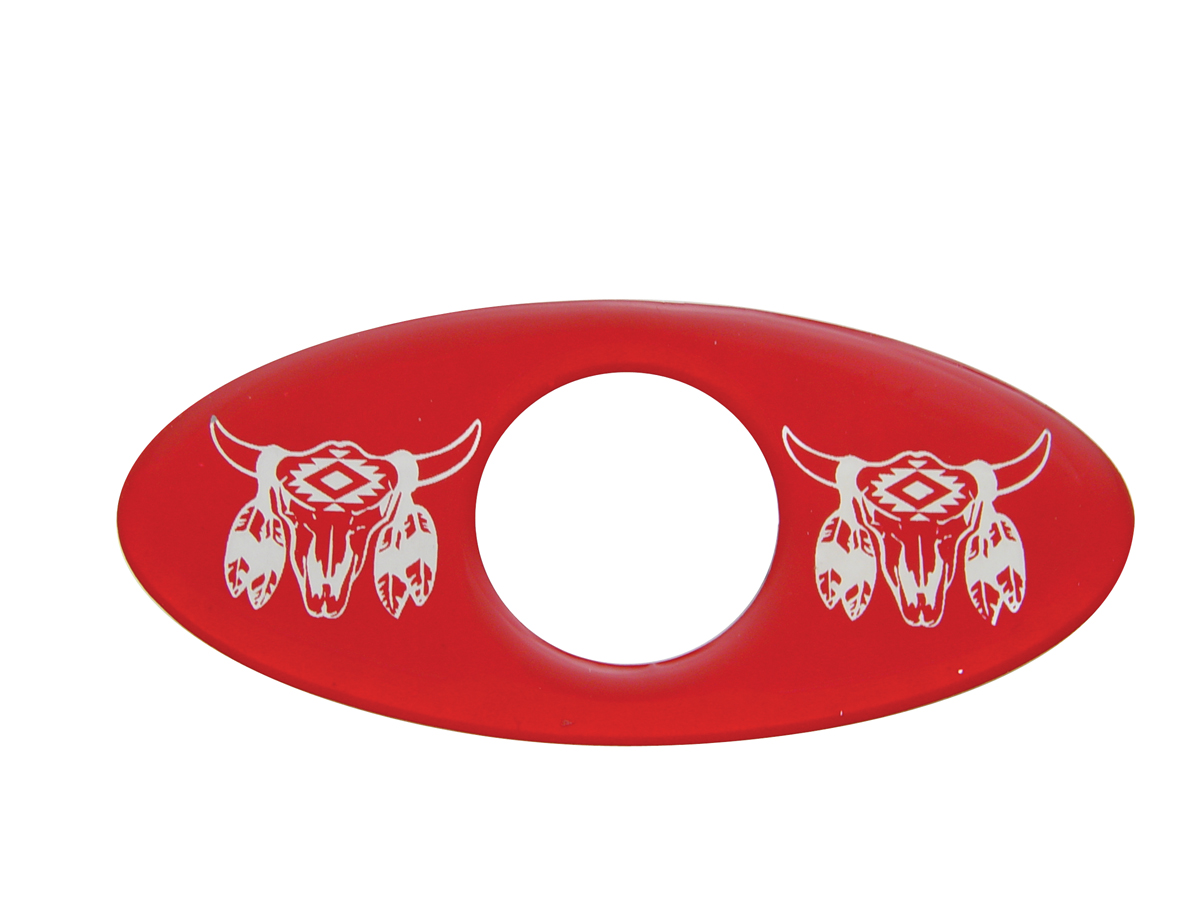 (2/Card) Glossy Cow Skull Key Hole Guard - Red