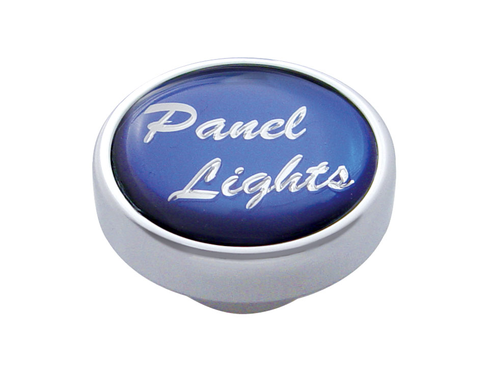 Chrome Dash Knob W/ Glossy "Panel Lights" Sticker - Blue