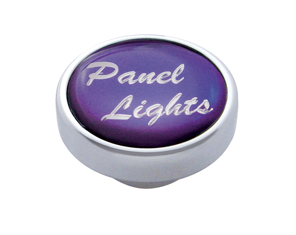 Chrome Dash Knob W/ Glossy "Panel Lights" Sticker - Purple