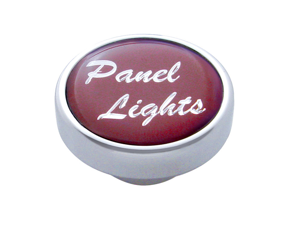 Chrome Dash Knob W/ Glossy "Panel Lights" Sticker - Red