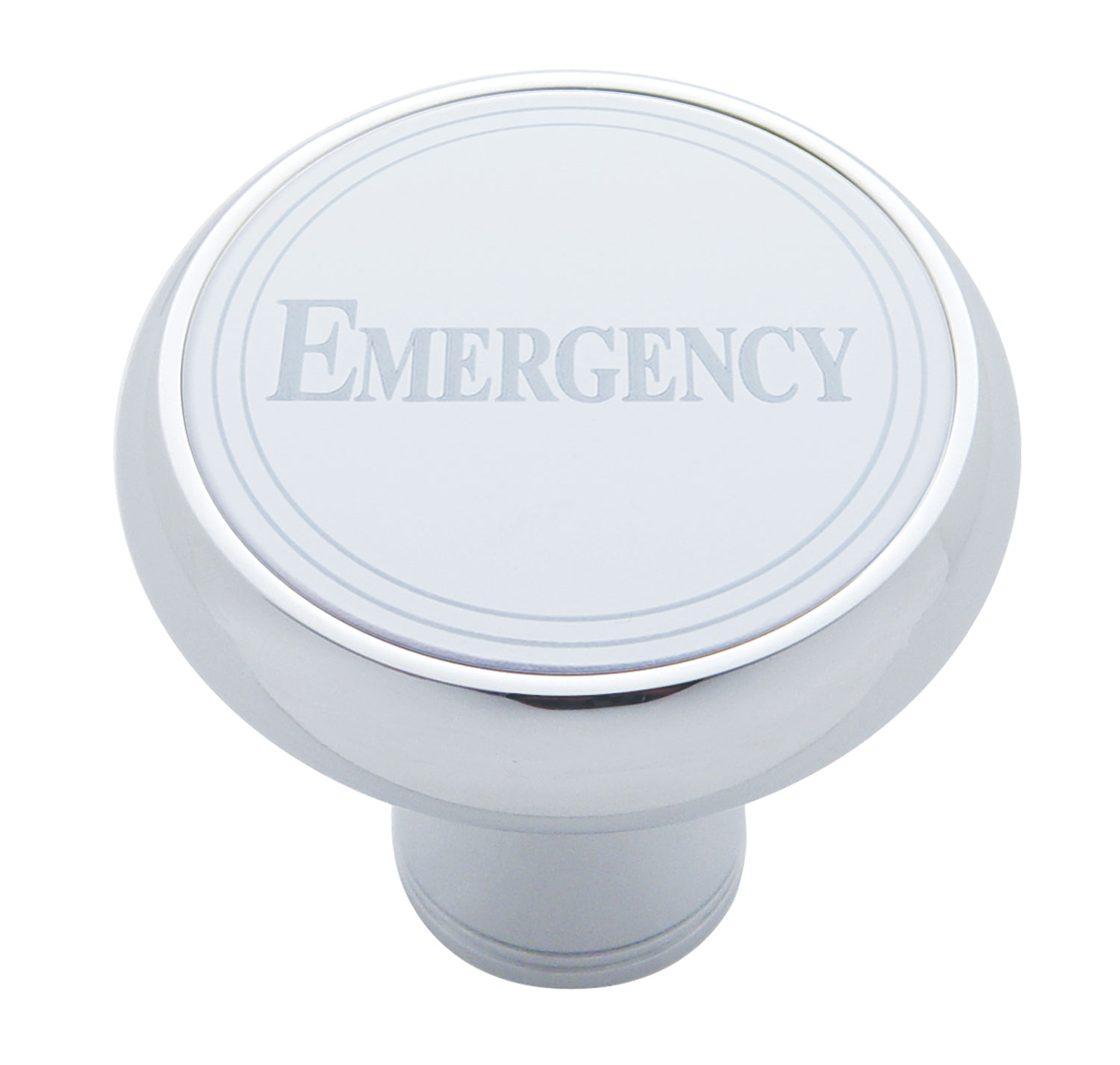 Chrome Deluxe Air Valve Knob W/ Stainless Steel "Emergency" Plaque - Block Script