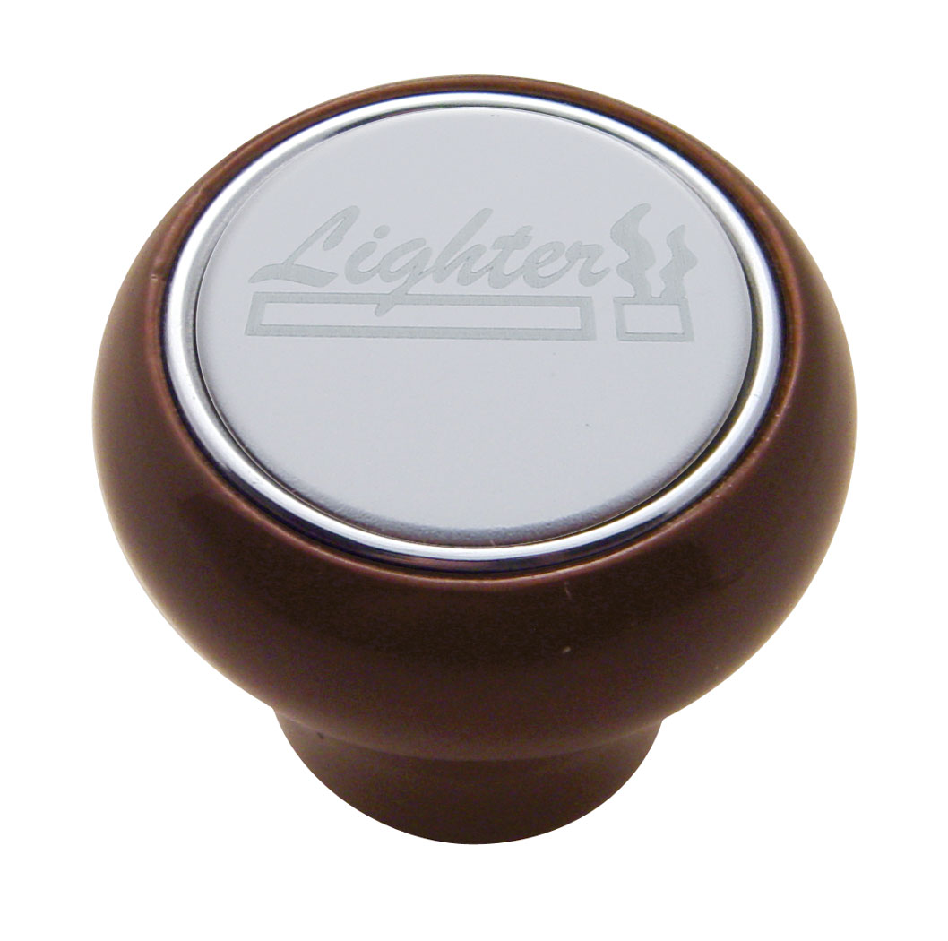 Wood Deluxe Dash Knob W/ Stainless Steel "Lighter" Plaque