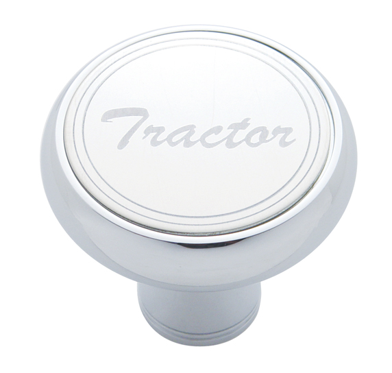 Chrome Air Valve Knob W/ Stainless Steel "Tractor" Plaque