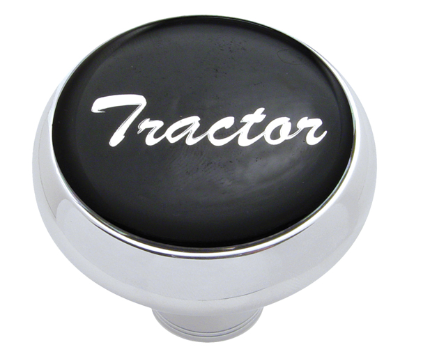 Chrome Deluxe Air Valve Knob W/ Glossy "Tractor" Sticker - Black
